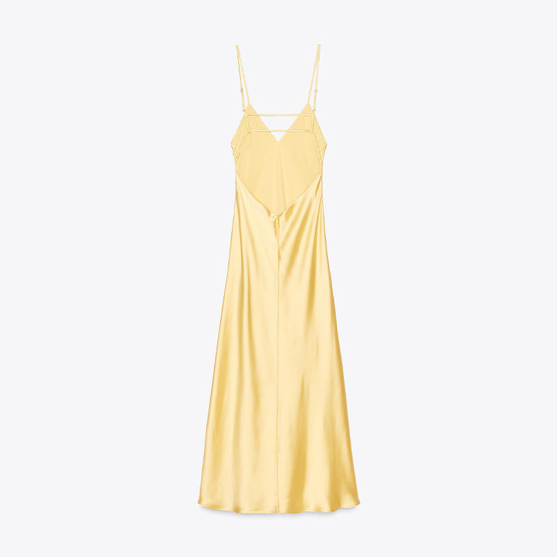 New Celebrity-Style Silk-Satin Slip Dress