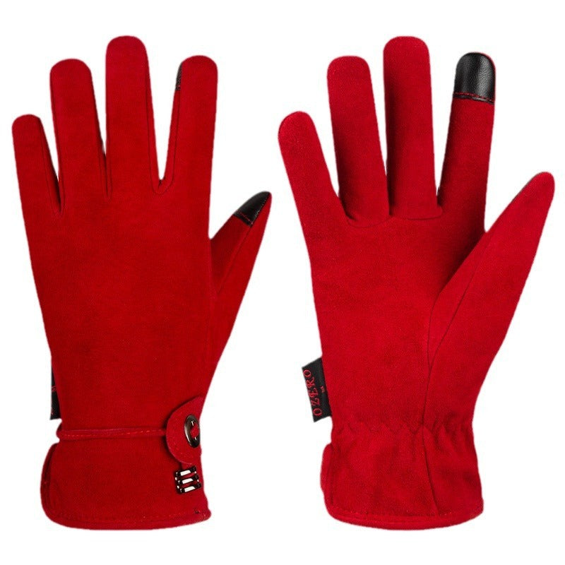 Women’s Touch Screen Fleece-Lined Leather Gloves