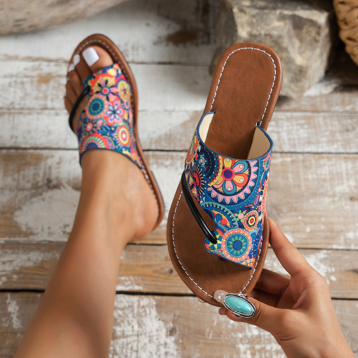 Women’s Embroidered Flip-Flop Sandals - Wazzi's Wear