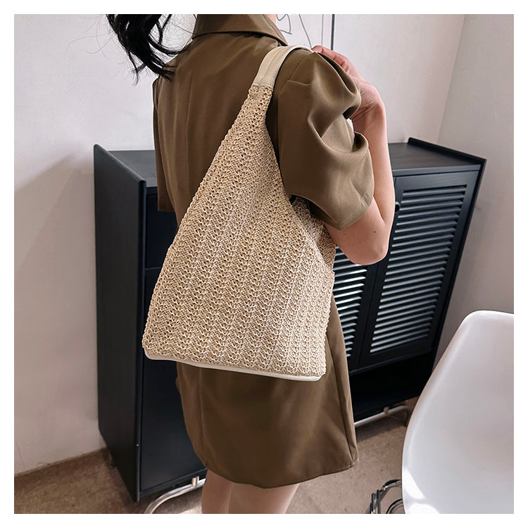 Sac à main fourre-tout en paille tissée pour femme en 3 couleurs