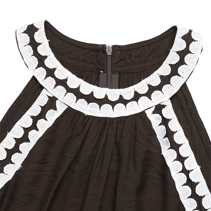 Resort-style Flared Halter Neck Dress