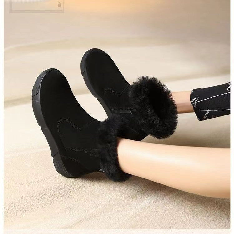 Women’s Flat Heel Warm Fleece-Lined Ankle Boots