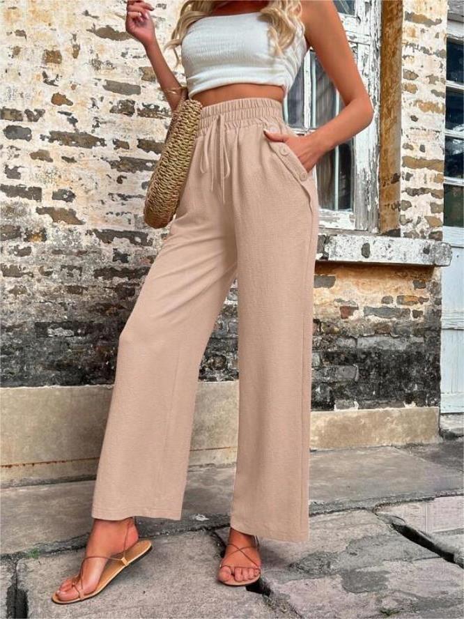 Women’s High Waist Wide Leg Pants with Pocket