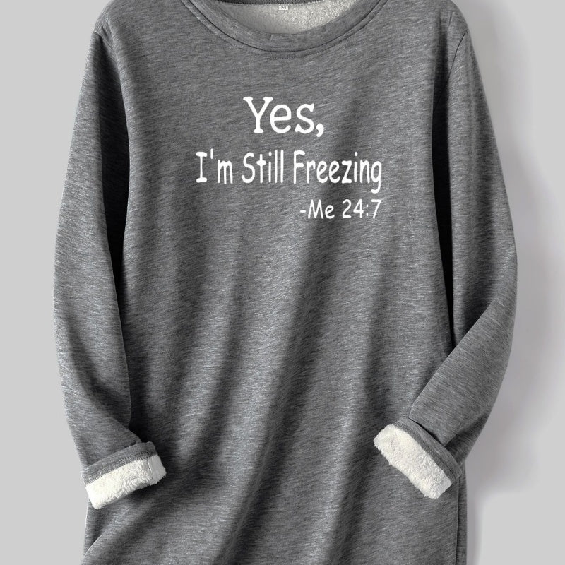 Women's I’m Still Freezing Long Sleeve Fleece Nightdress in 12 Colors S-5XL - Wazzi's Wear