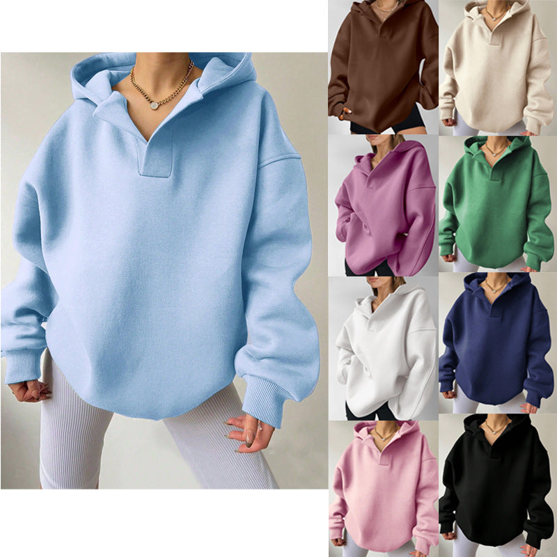 Women's Loose Fit Long Sleeve Hooded Sweatshirt