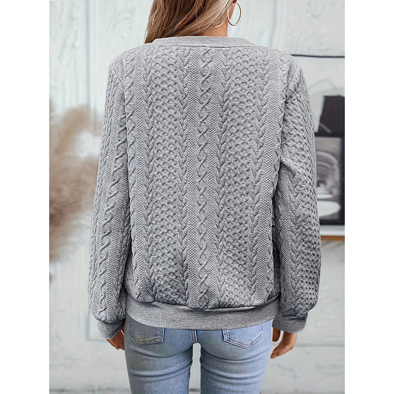 Women's Textured Half Zip Pullover Tops Casual Long Sleeve Crewneck Sweatshirts