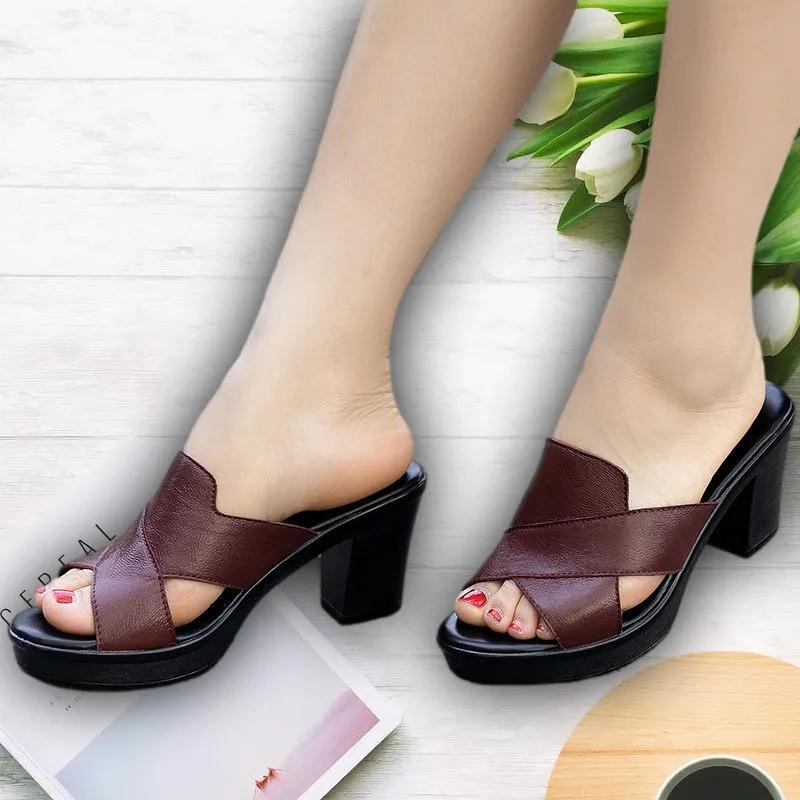 Women's Thick High Heel Sandals in 3 Colors