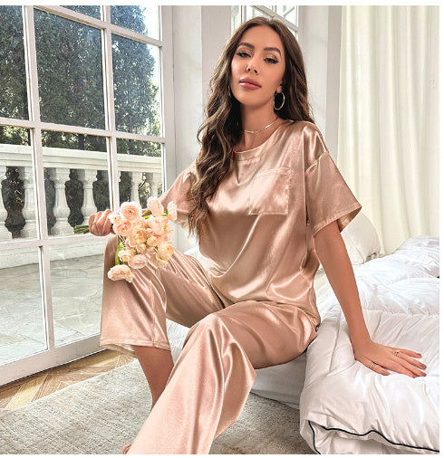 Women’s Short Sleeve Ice Silk Pajamas