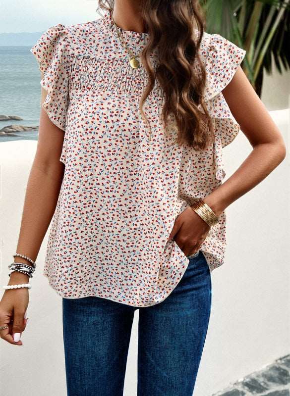 Women's spring and summer foreign trade temperament casual printed blouse - Wazzi's Wear