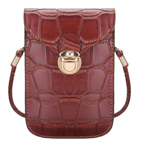 Women’s Crocodile Shoulder Crossbody Bag with Flap and Clasp in 4 Colors - Wazzi's Wear