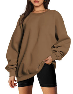 Women’s Round Neck Long Sleeve Fleece Sweatshirt in Black M/L - Wazzi's Wear