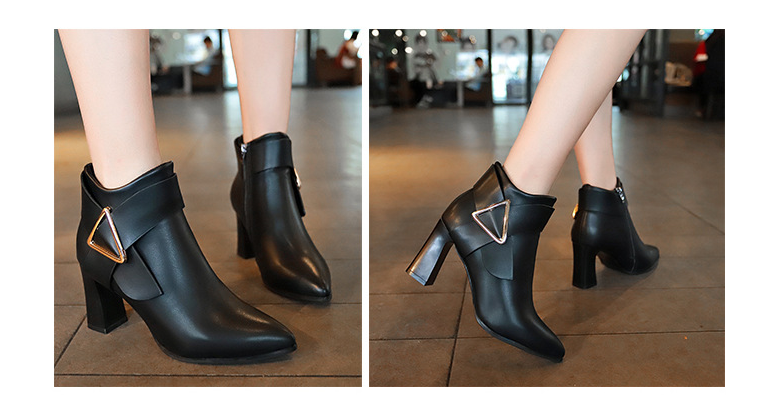Women’s Ankle Boots with Buckle and Thick Heel
