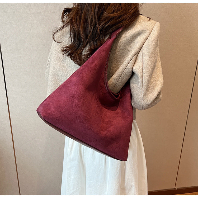 Women’s Solid Colour Suede Shoulder Bag