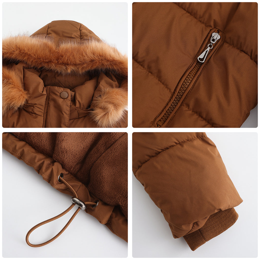 Women’s Bubble Jacket with Detachable Hood and Pockets