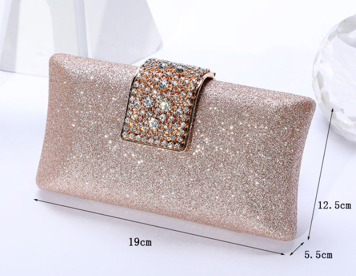 Elegant Rhinestone Clutch with Chain Shoulder Strap