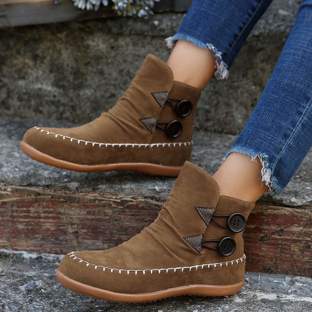 Ankle Boots/Women's Flat Sole Moccasin-Style Slip On Ankle Boots