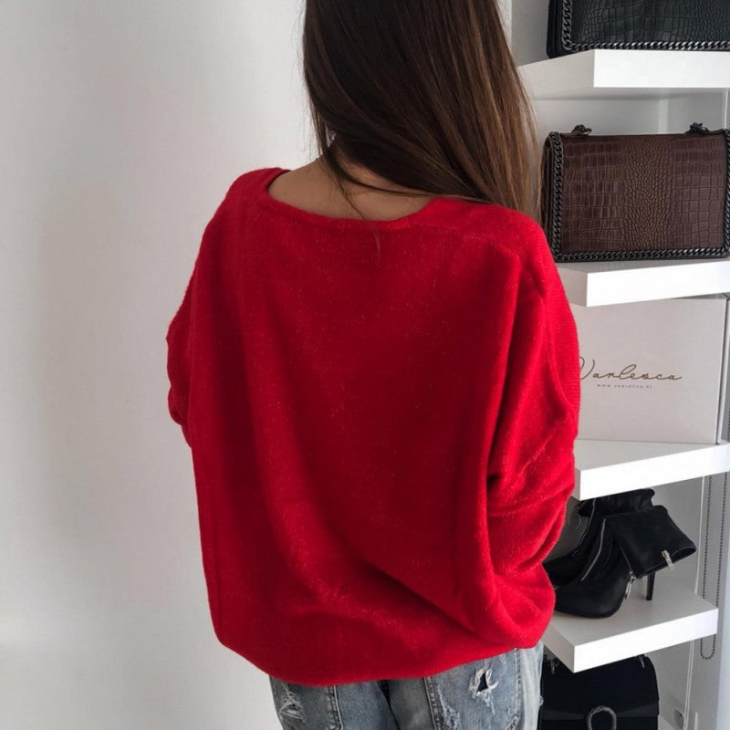 Women’s V-Neck Soft Knit Long Sleeve Sweater