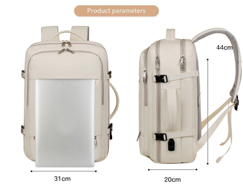 Large Capacity Solid Colour Waterproof Backpack with USB Port