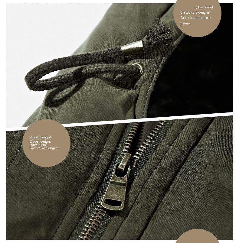 Hooded Fleece-Lined Men’s Jacket with Pockets