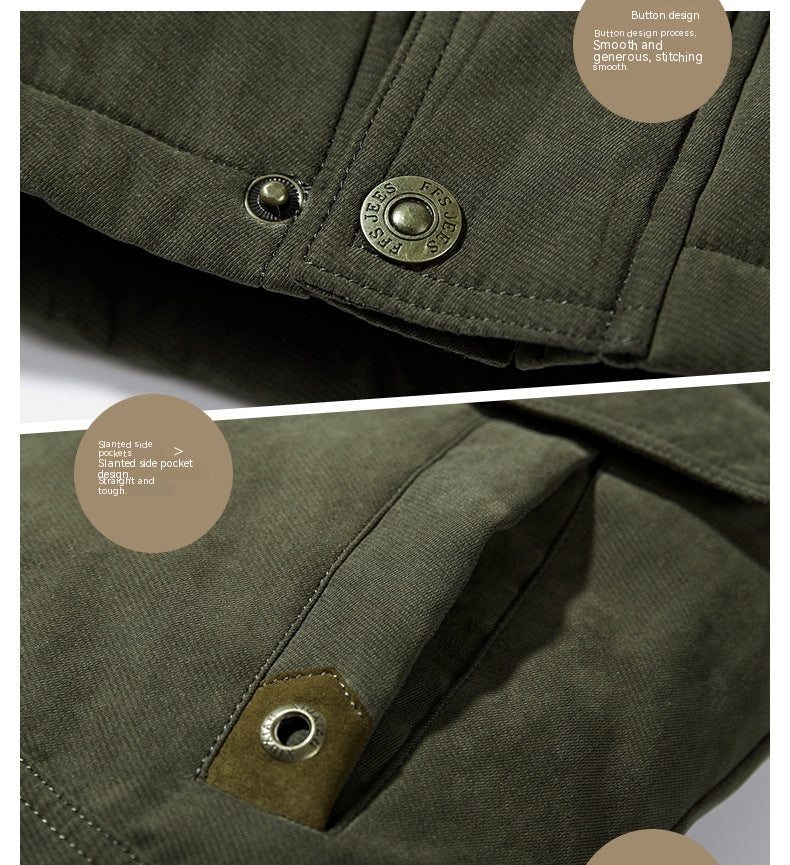 Hooded Fleece-Lined Men’s Jacket with Pockets