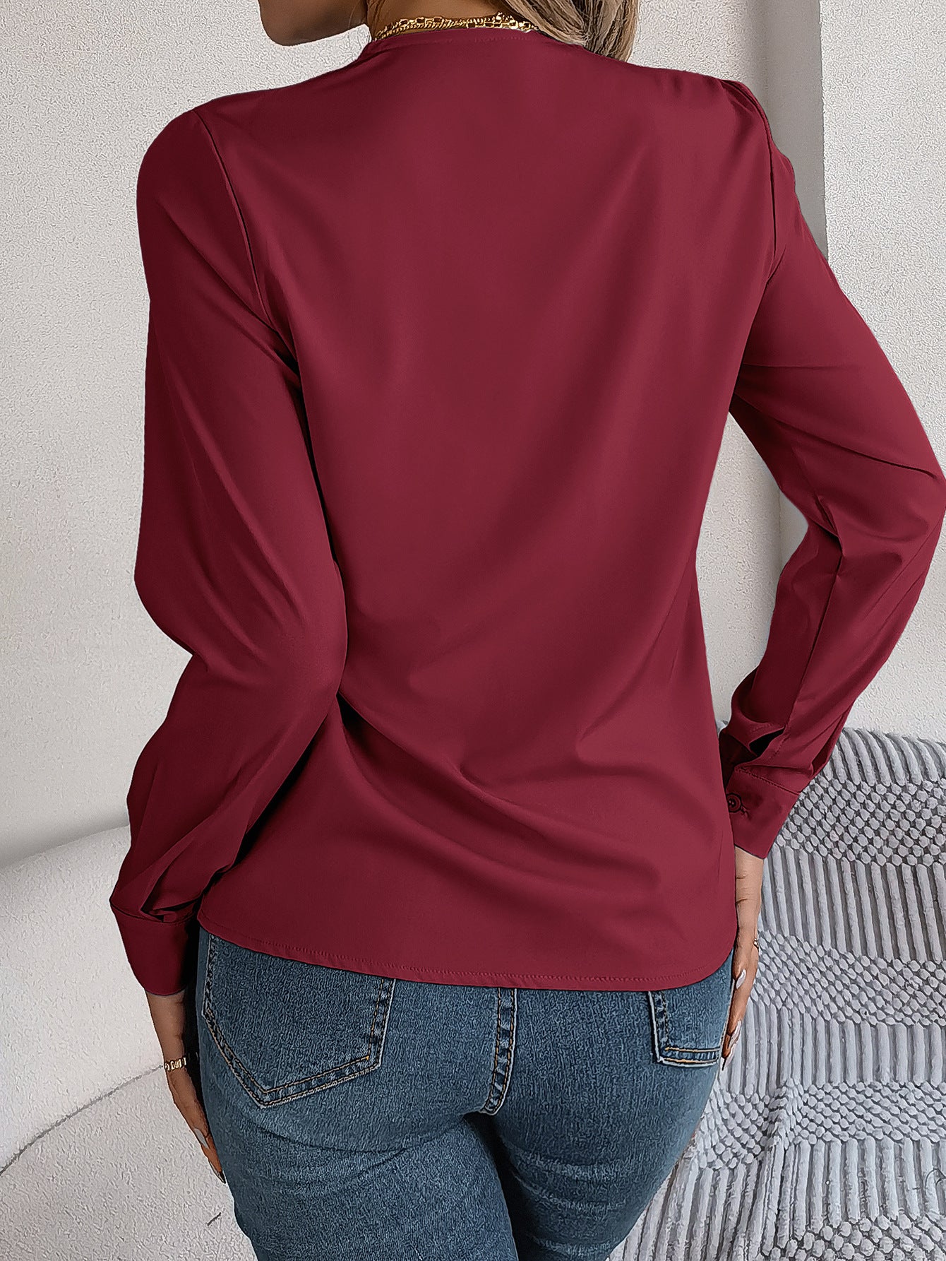 Women’s Elegant V-Neck Long Sleeve Blouse