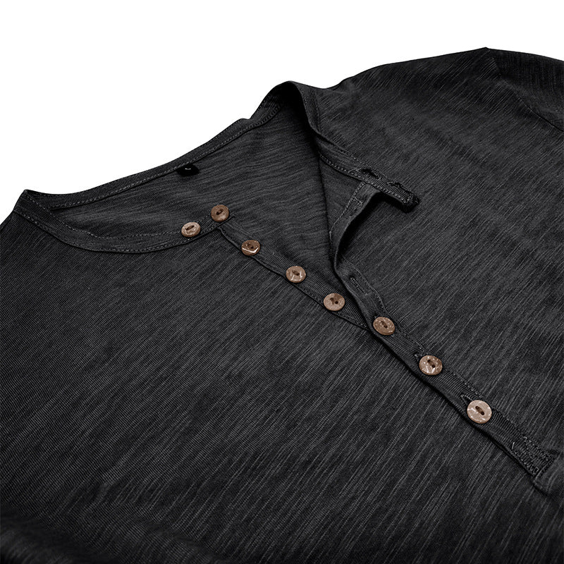 Men's Cotton Long Sleeve Henley Shirt