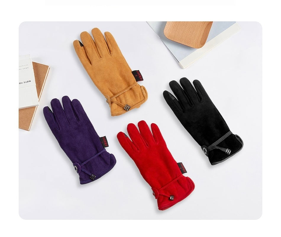 Women’s Touch Screen Fleece-Lined Leather Gloves