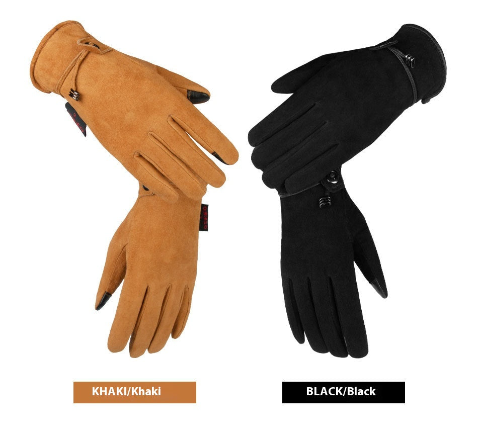 Women’s Touch Screen Fleece-Lined Leather Gloves