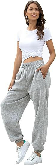 Women's Loose Fit Cuffed Sweatpants with Pockets