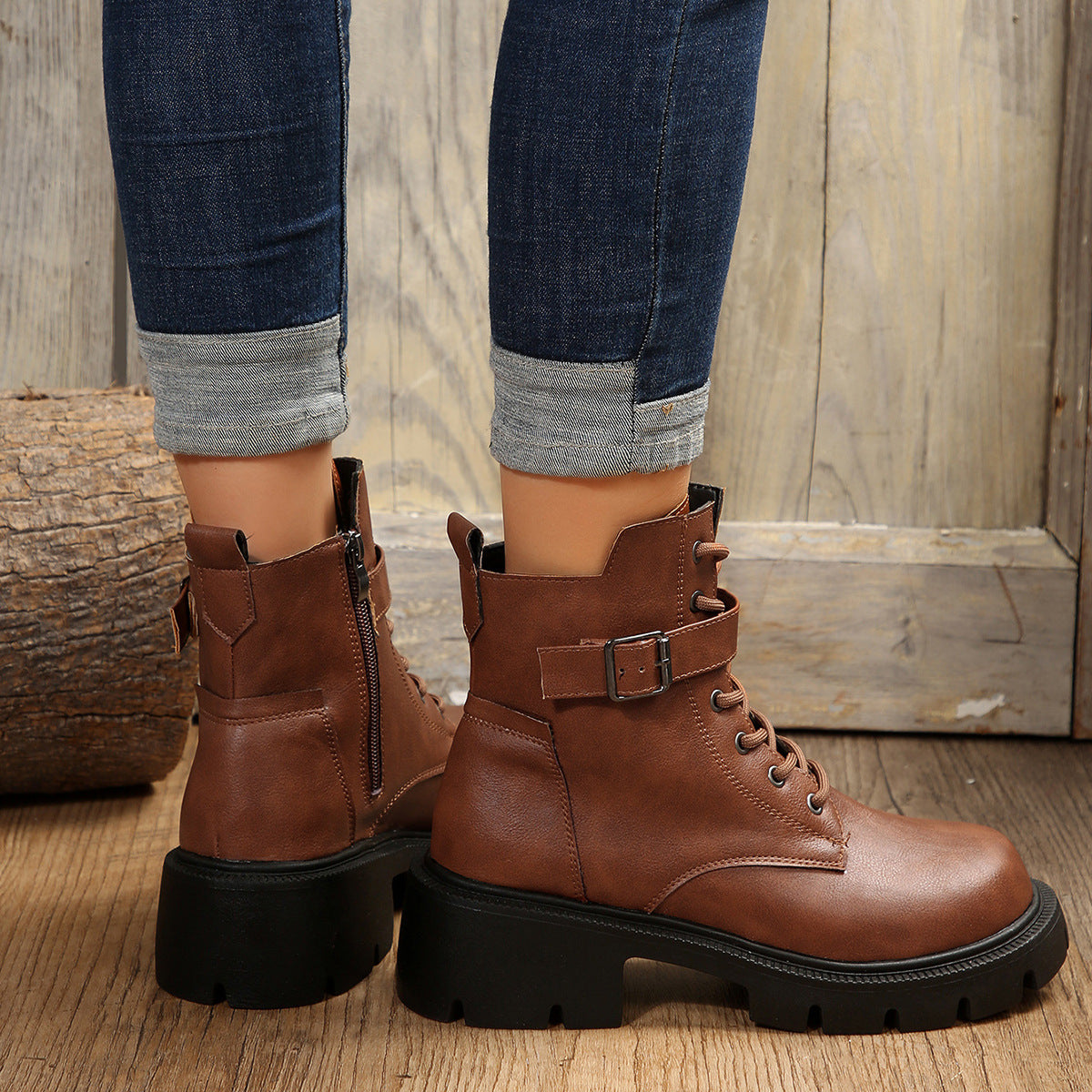 Women’s Chunky Heel Mid-Calf Combat Boots