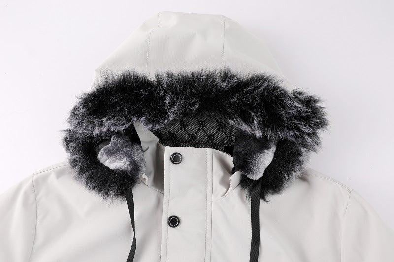 Men's Jacket with Fur-Lined Detachable Hood