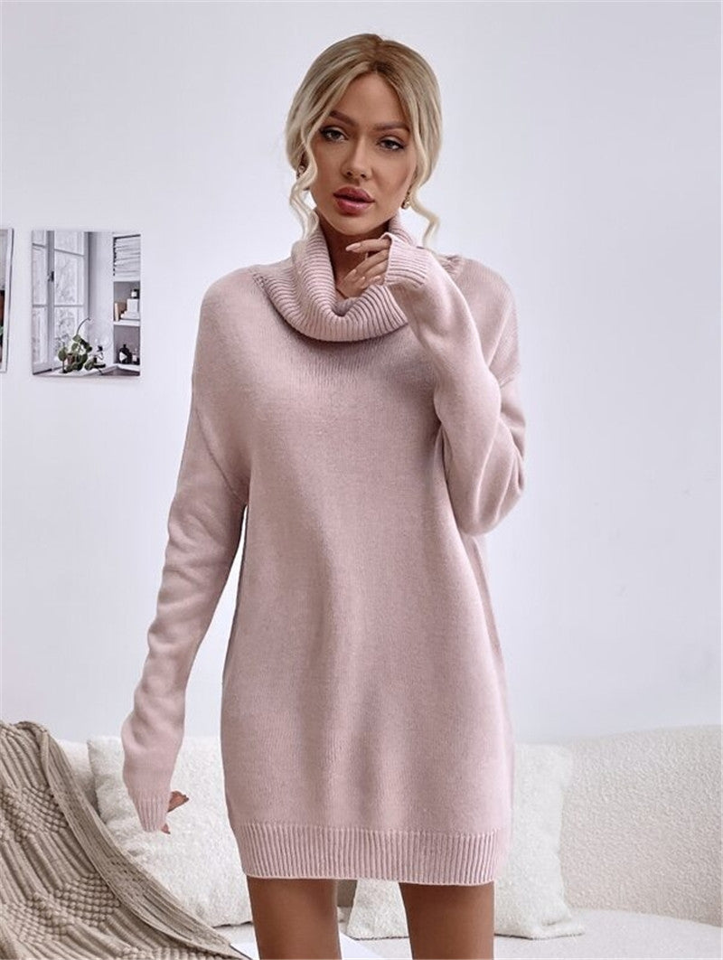 Women’s Long Sleeve Cowl Neck Sweater Dress