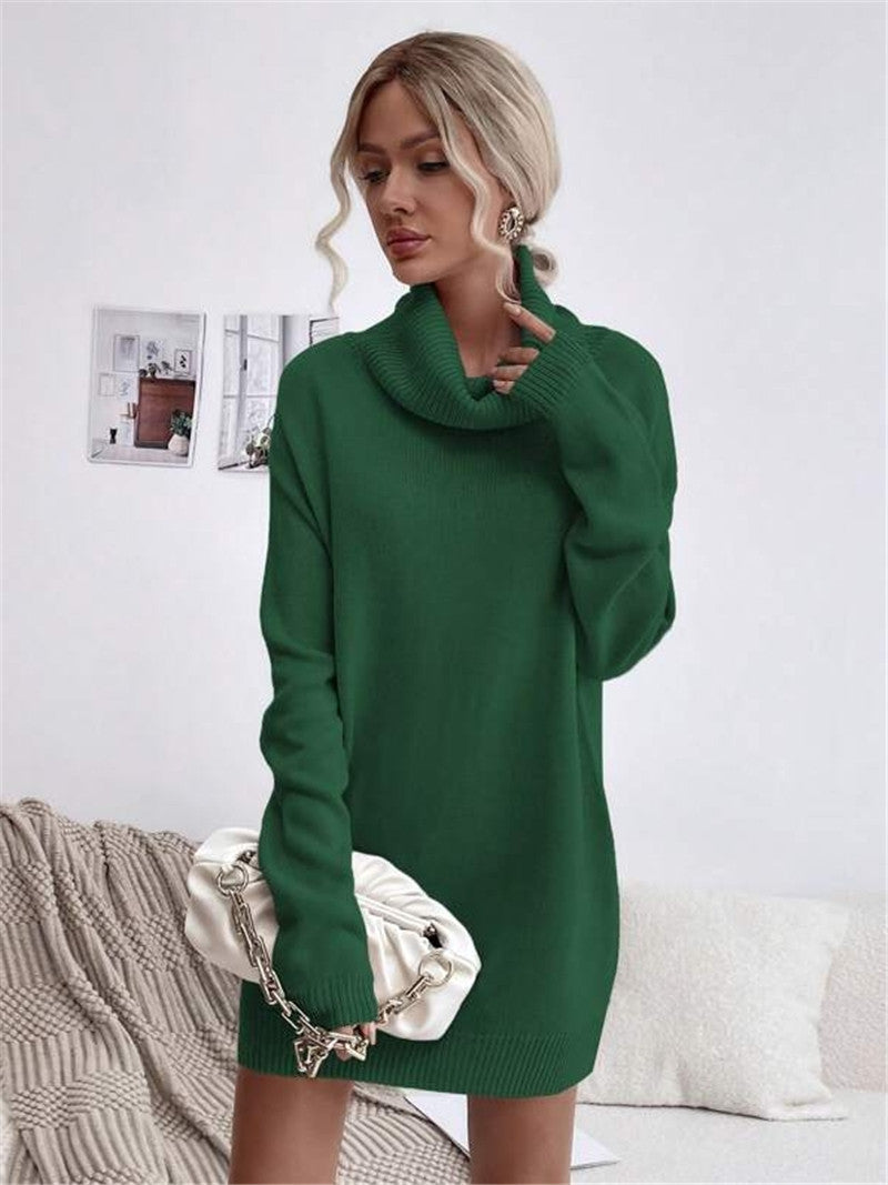 Women’s Long Sleeve Cowl Neck Sweater Dress