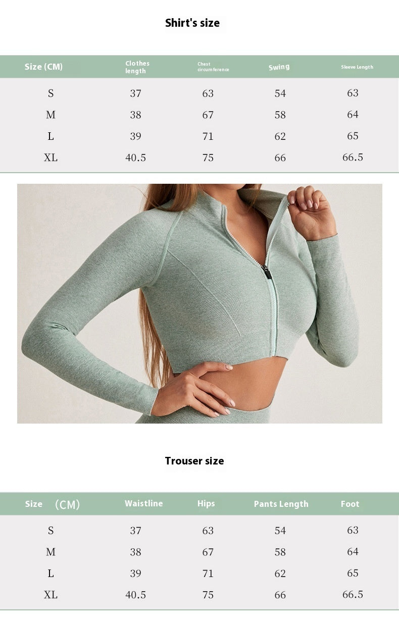 Long Sleeve Zippered Crop Top with Legging Workout Set