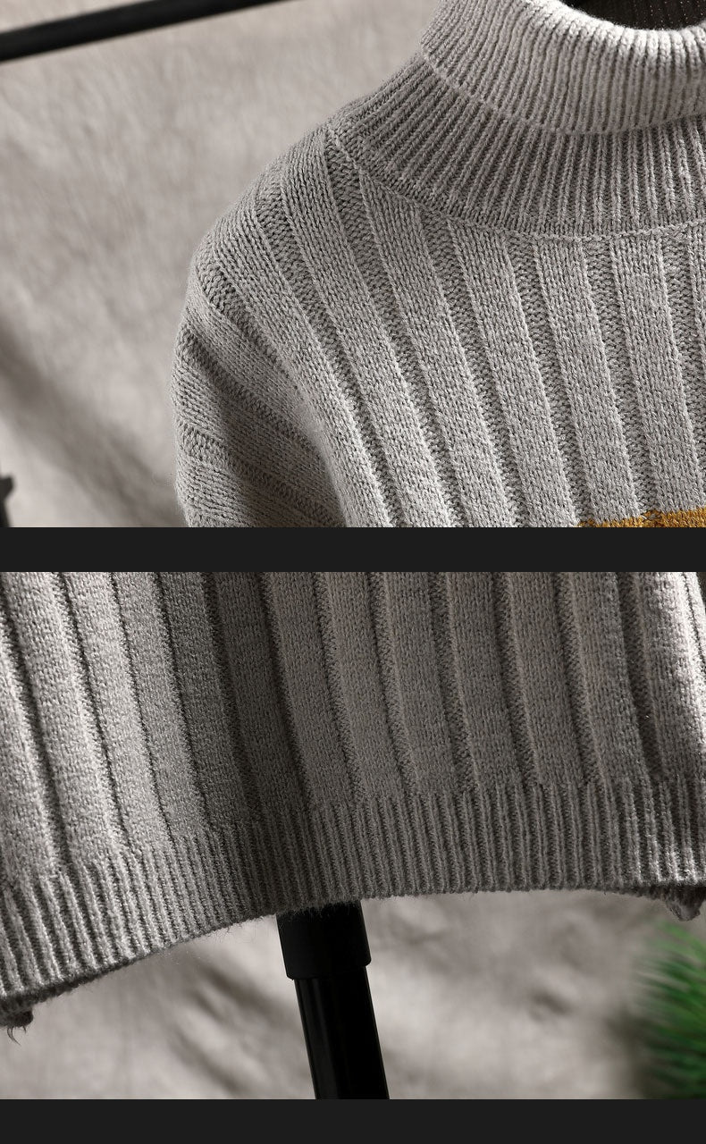 Men's Colorblock Ribbed Turtleneck Sweater