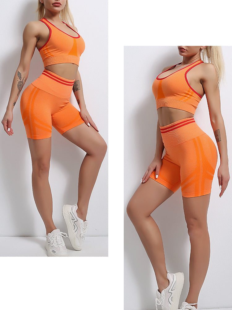 Women’s Peach Bottom Shorts, Yoga Bra and Yoga Top Activewear Set