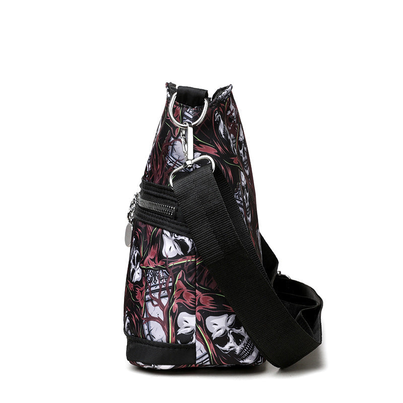 Skull Print Shoulder Bag with Adjustable Crossbody Strap