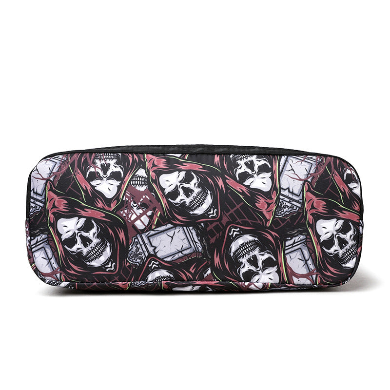 Skull Print Shoulder Bag with Adjustable Crossbody Strap