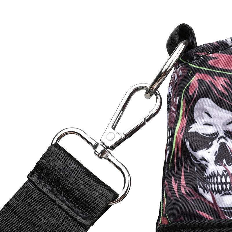 Skull Print Shoulder Bag with Adjustable Crossbody Strap