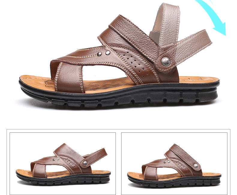 Men’s Leather Sandals with Adjustable Ankle Strap