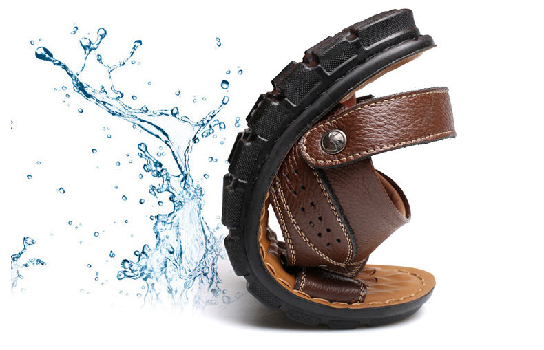 Men’s Leather Sandals with Adjustable Ankle Strap