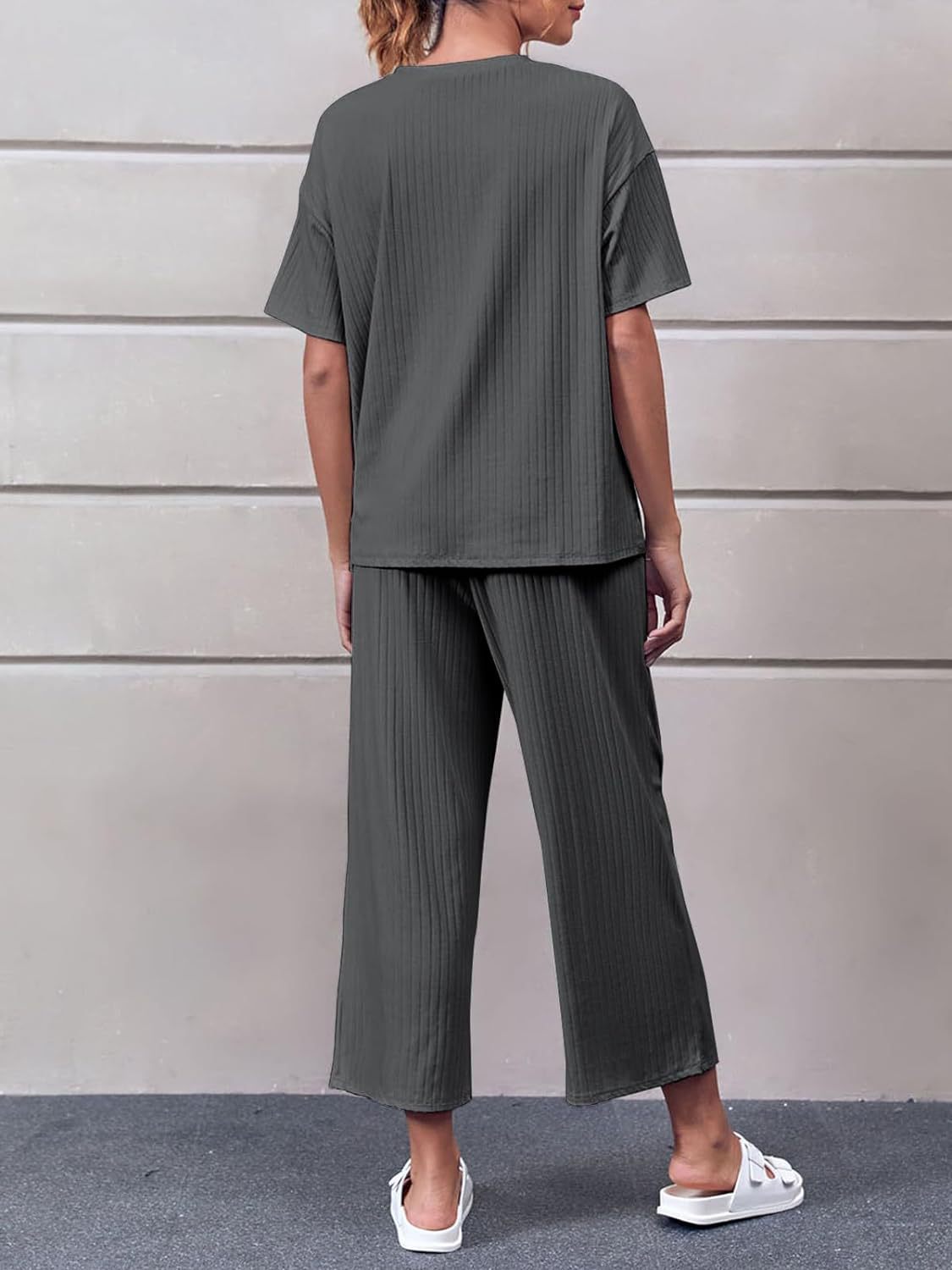 Short Sleeve Top with Cropped Pants Set