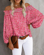 Load image into Gallery viewer, Women&#39;s Off-the-Shoulder Printed Boho Top with Puffed Sleeves in 3 Patterns Sizes S-XXL