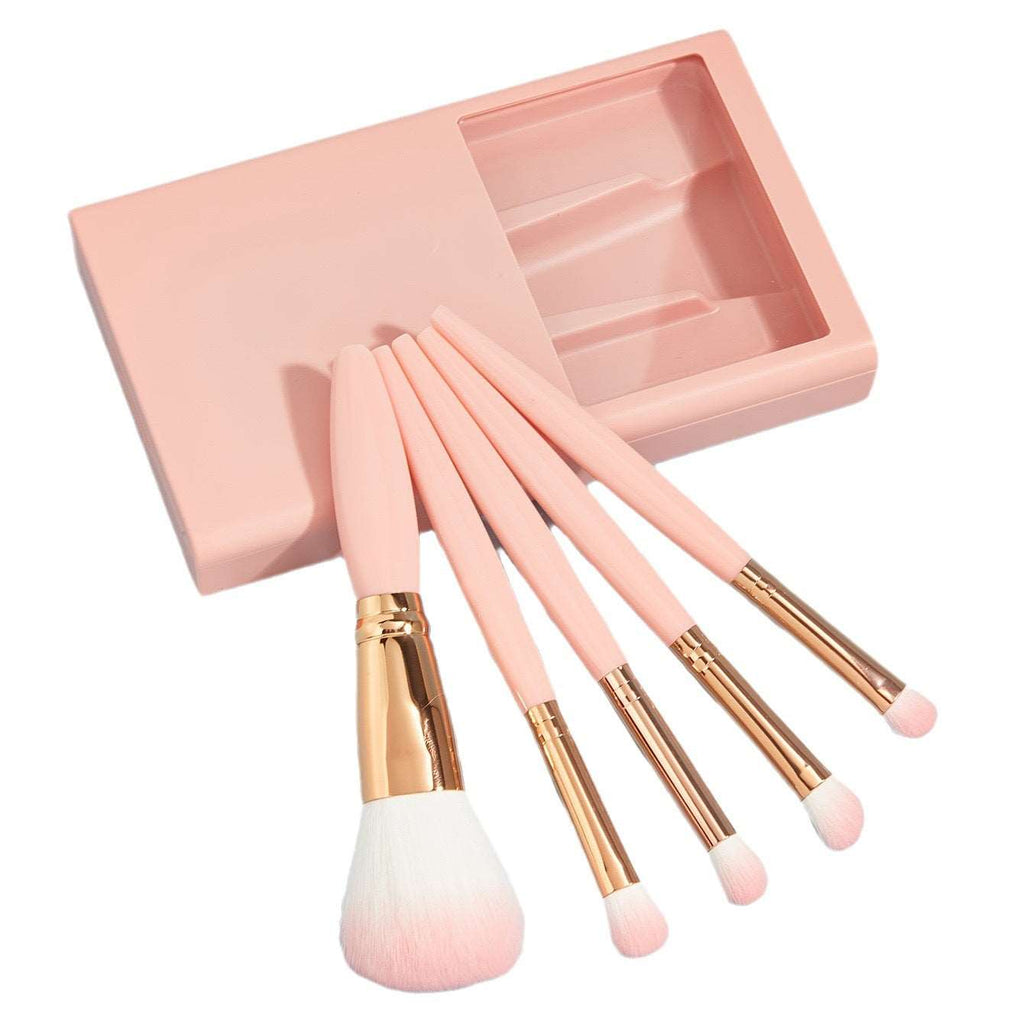 5 Piece Makeup Brush With Mirror Travel Set in 4 Colors - Wazzi's Wear