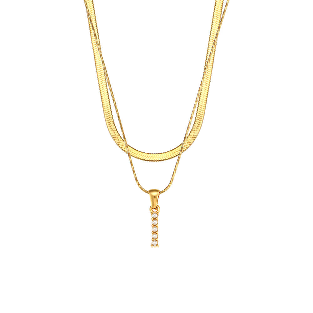 Women's Double-layer Chain Pearl Pendant Necklace