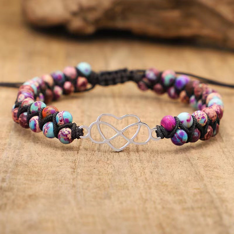 Bohemian Double Layer Stone Bracelet with Heart - Wazzi's Wear