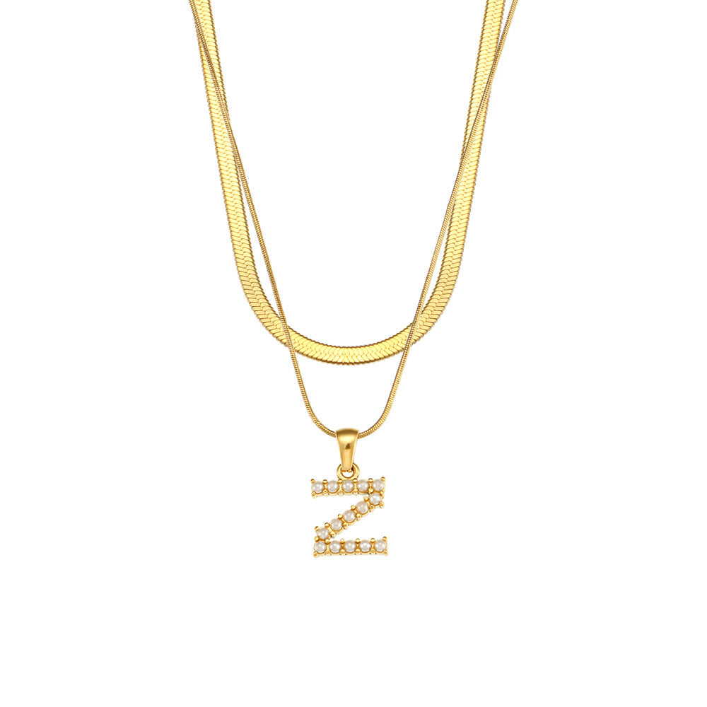Women's Double-layer Chain Pearl Pendant Necklace