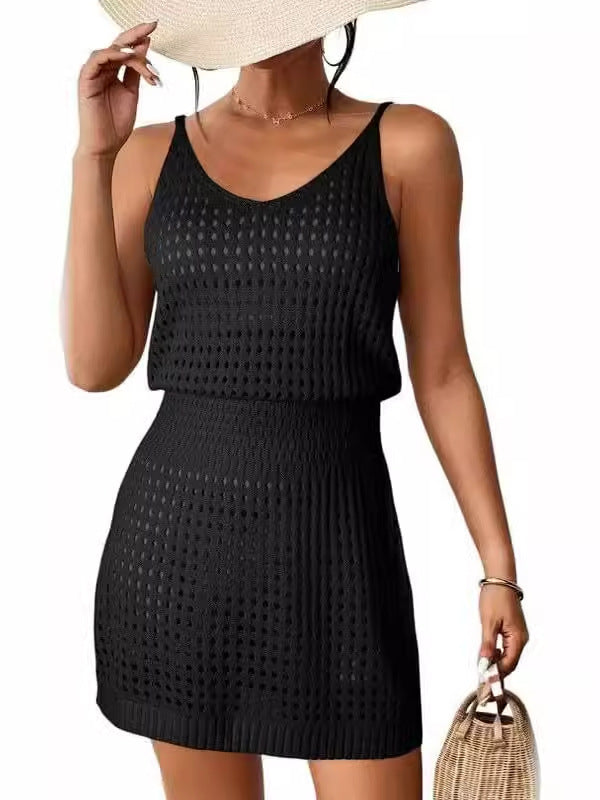 Minivestido de verão em malha para mulher com funda em 6 cores S-XL