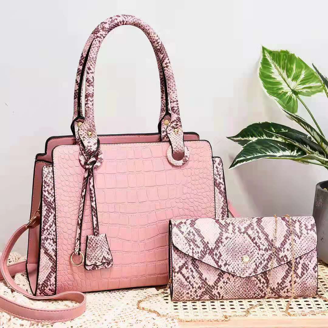 Women’s Snake Print Hand Shoulder Bag Two Piece Set