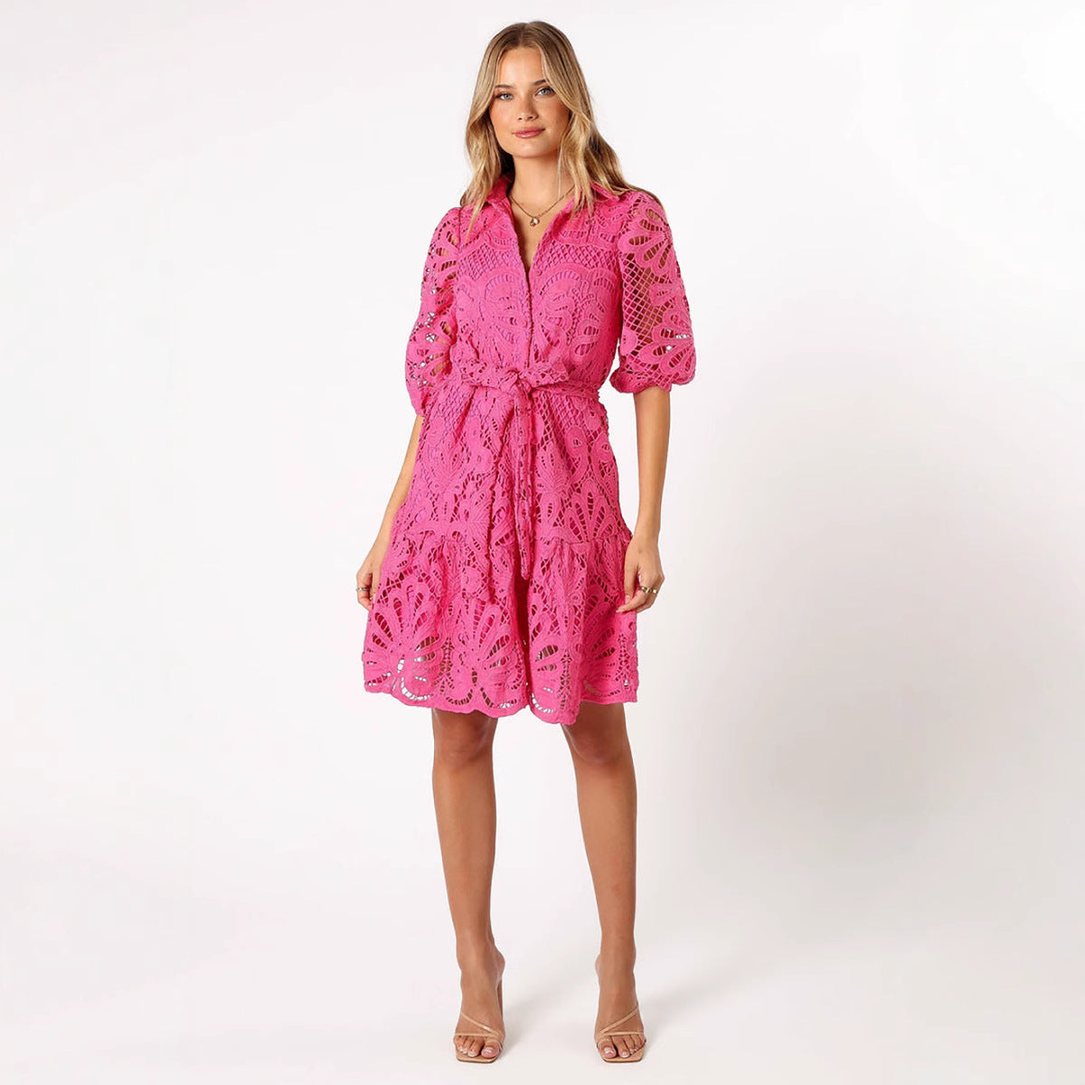 Shirt Sexy Cutout Water Soluble Lace Flower Dress